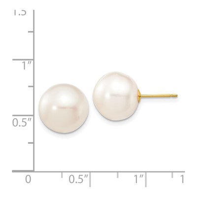 14K Yellow Gold Freshwater Cultured Pearl Button Stud Earrings – view 5