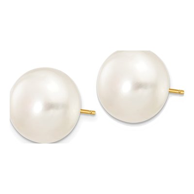 14K Yellow Gold Freshwater Cultured Pearl Button Stud Earrings – view 3