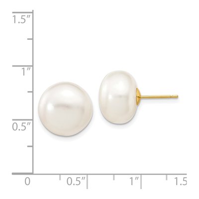 14K Yellow Gold Freshwater Cultured Pearl Button Stud Earrings – view 5