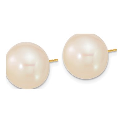 14K Gold White Freshwater Pearl Stud Earrings – view 2