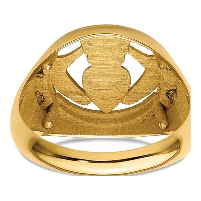 Men's 14K Yellow Gold Claddagh Ring Mounting – view 4