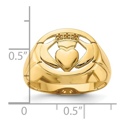 Men's 14K Yellow Gold Claddagh Ring Mounting – view 6
