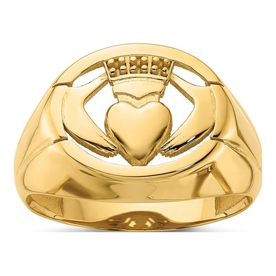 Men's 14K Yellow Gold Claddagh Ring Mounting