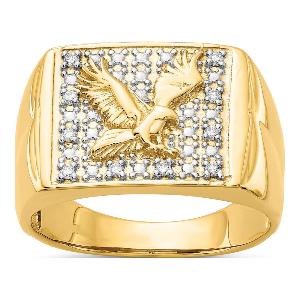 Men's 14K Yellow Gold 1/8 ct tw Diamond Eagle Ring