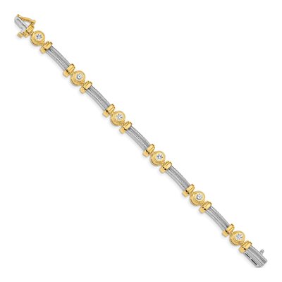 14K Two-Tone Gold 1.4 ct tw Diamond Bezel Tennis Bracelet Mounting – view 3