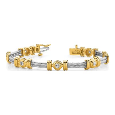 14K Two-Tone Gold 1.4 ct tw Diamond Bezel Tennis Bracelet Mounting – view 4