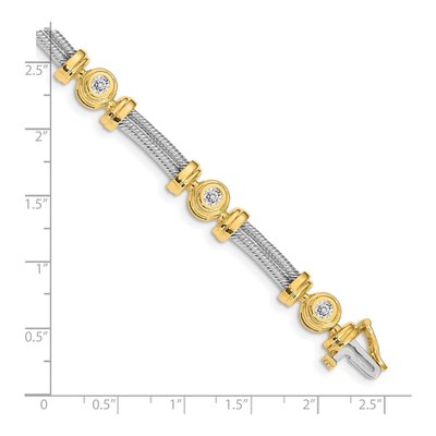 14K Two-Tone Gold 1.4 ct tw Diamond Bezel Tennis Bracelet Mounting – view 6