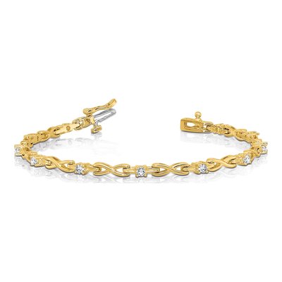 14K Yellow Gold 1/2 ct tw Diamond X-Design Tennis Bracelet Mounting – view 5