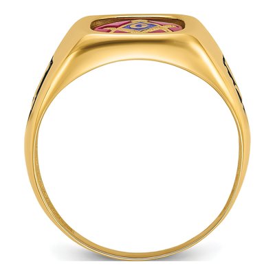 Men's 14K Yellow Gold Lab-Created Ruby Masonic Ring – view 2