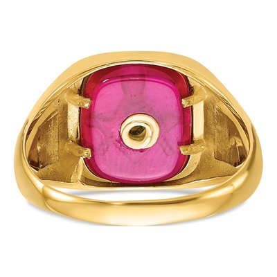 Men's 14K Yellow Gold Lab-Created Ruby Masonic Ring – view 5