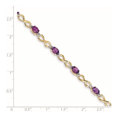 14K Yellow Gold Amethyst & Diamond Bracelet – view 2
