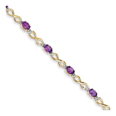 14K Yellow Gold Amethyst & Diamond Bracelet