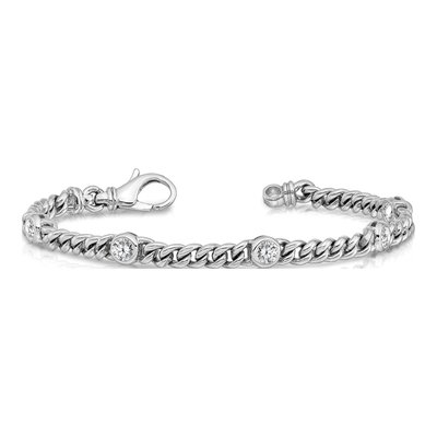 14K White Gold 1 ct tw Diamond Curb Link Bracelet Mounting – view 5