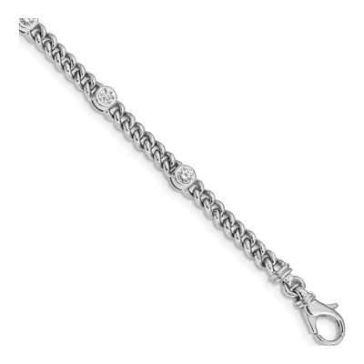 14K White Gold 1 ct tw Diamond Curb Link Bracelet Mounting