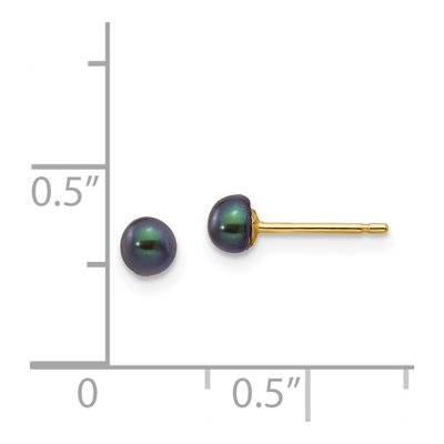 14K Yellow Gold Black Freshwater Cultured Pearl Button Stud Earrings – view 4