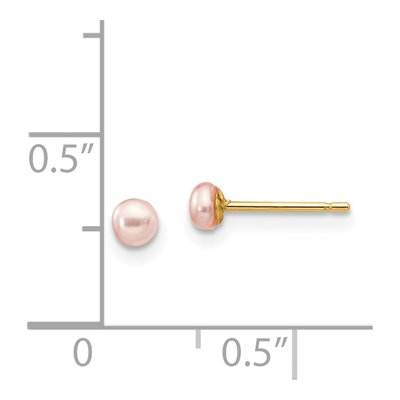 14K Yellow Gold Pink Freshwater Cultured Pearl Button Stud Earrings – view 4