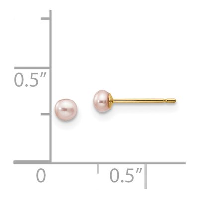 14K Yellow Gold Purple Freshwater Cultured Pearl Button Stud Earrings – view 4