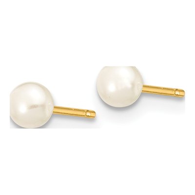 14K Yellow Gold Button Freshwater Cultured Pearl Stud Earrings – view 2
