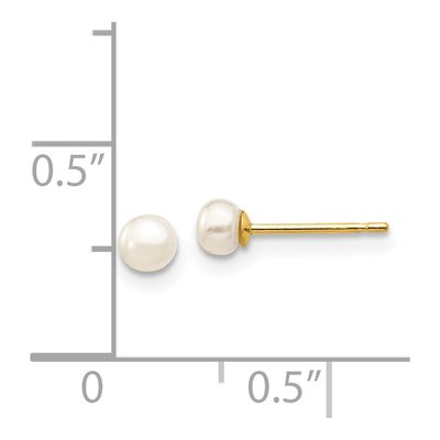 14K Yellow Gold Button Freshwater Cultured Pearl Stud Earrings – view 4