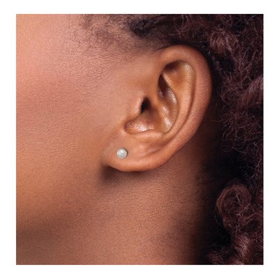 14K Yellow Gold Round Grey Freshwater Cultured Pearl Stud Earrings – view 3