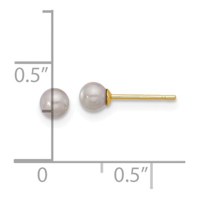 14K Yellow Gold Round Grey Freshwater Cultured Pearl Stud Earrings – view 4