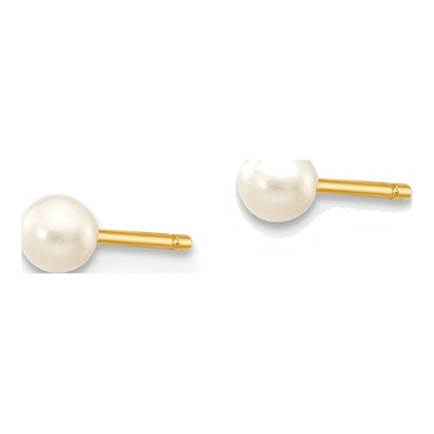 14K Yellow Gold Round Freshwater Cultured Pearl Stud Earrings – view 2