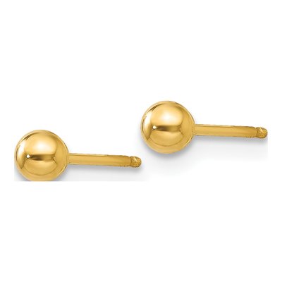 14K Yellow Gold Puffed Ball Stud Earrings – view 4