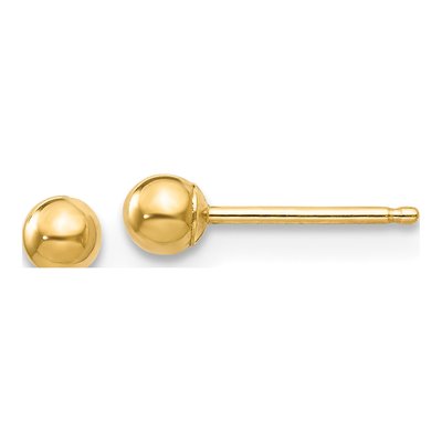 14K Yellow Gold Puffed Ball Stud Earrings