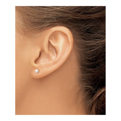 14K Yellow Gold Button Purple Freshwater Cultured Pearl Stud Earrings – view 3