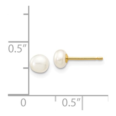 14K Yellow Gold Button Freshwater Cultured Pearl Stud Earrings – view 5