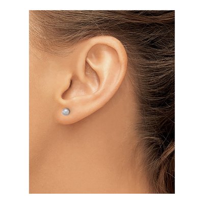 14K Yellow Gold Round Grey Freshwater Cultured Pearl Stud Earrings – view 3