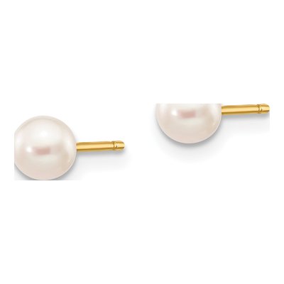 14K Yellow Gold Round Freshwater Cultured Pearl Stud Earrings – view 4
