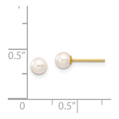 14K Yellow Gold Round Freshwater Cultured Pearl Stud Earrings – view 6
