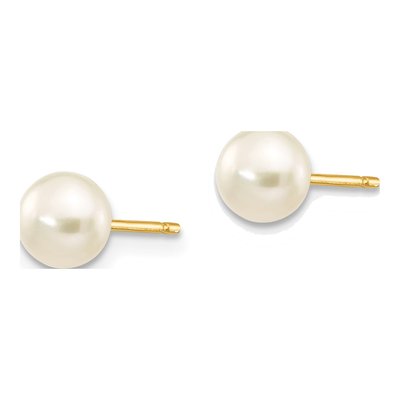 14K Yellow Gold Freshwater Cultured Pearl Button Stud Earrings – view 3