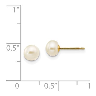 14K Yellow Gold Freshwater Cultured Pearl Button Stud Earrings – view 5
