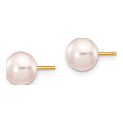 14K Yellow Gold Purple Freshwater Cultured Pearl Button Stud Earrings – view 2