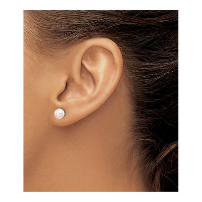 14K Yellow Gold Purple Freshwater Cultured Pearl Button Stud Earrings – view 3