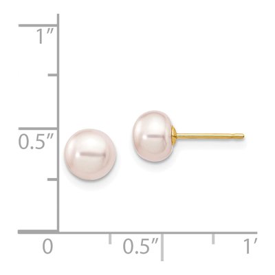 14K Yellow Gold Purple Freshwater Cultured Pearl Button Stud Earrings – view 4