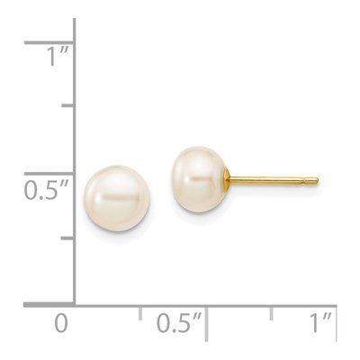 14K Yellow Gold Freshwater Cultured Pearl Button Stud Earrings – view 4
