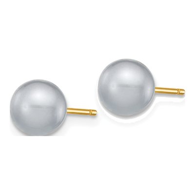 14k Gold Grey Freshwater Pearl Stud Earrings – view 2