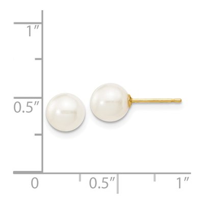 14k Yellow Gold Freshwater Pearl Stud Earrings – view 6