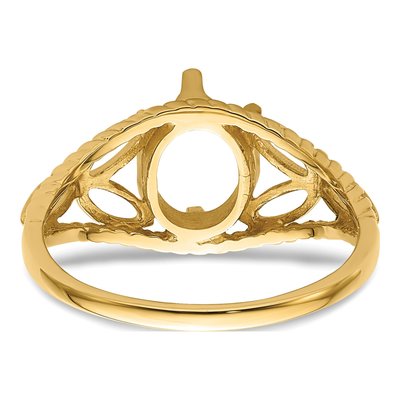 14K Yellow Gold Filigree for Oval Ring Mounting – view 4