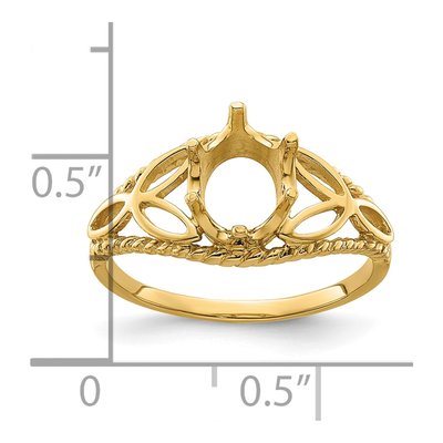 14K Yellow Gold Filigree for Oval Ring Mounting – view 6