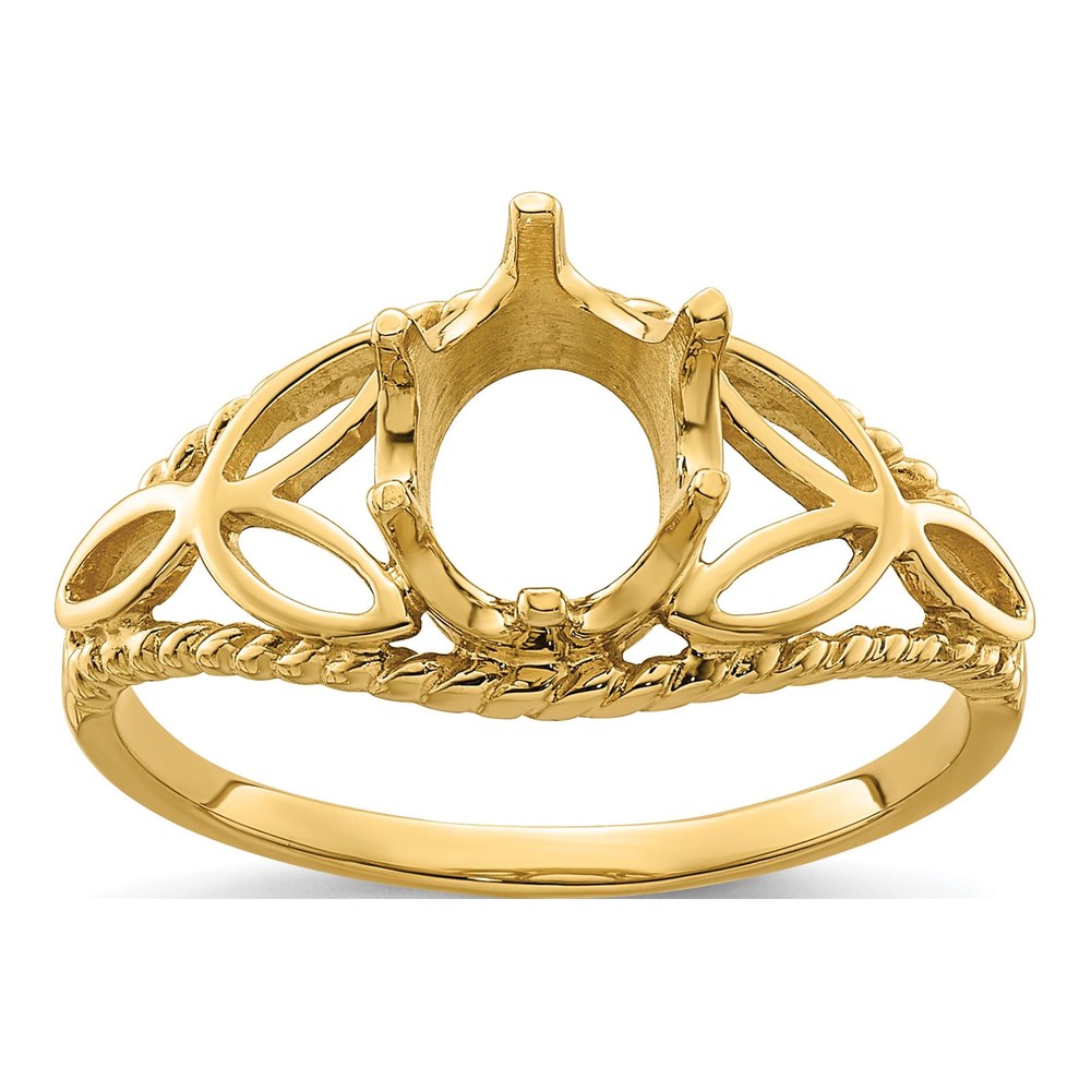 14K Yellow Gold Filigree for Oval Ring Mounting