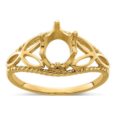 14K Yellow Gold Filigree for Oval Ring Mounting