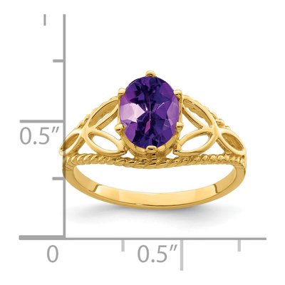 14K Yellow Gold Amethyst Oval Filigree Ring – view 2