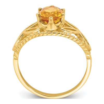 14K Yellow Gold Citrine Oval Filigree Ring – view 2