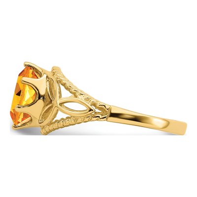 14K Yellow Gold Citrine Oval Filigree Ring – view 3