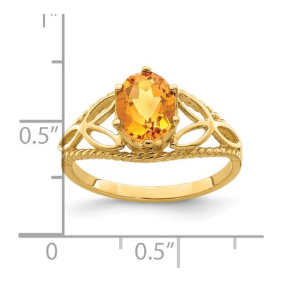 14K Yellow Gold Citrine Oval Filigree Ring – view 4