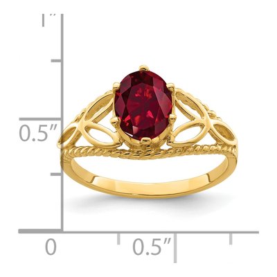 14K Yellow Gold Lab-Created Ruby Filigree Ring – view 2